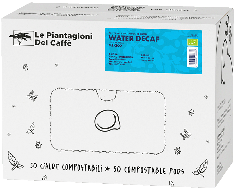Water Decaf - Pacco di caffè decaffeinato ad acqua Specialty di Singola Piantagione, Biologico, 100% Arabica dal Messico in formato Box da 50 cialde